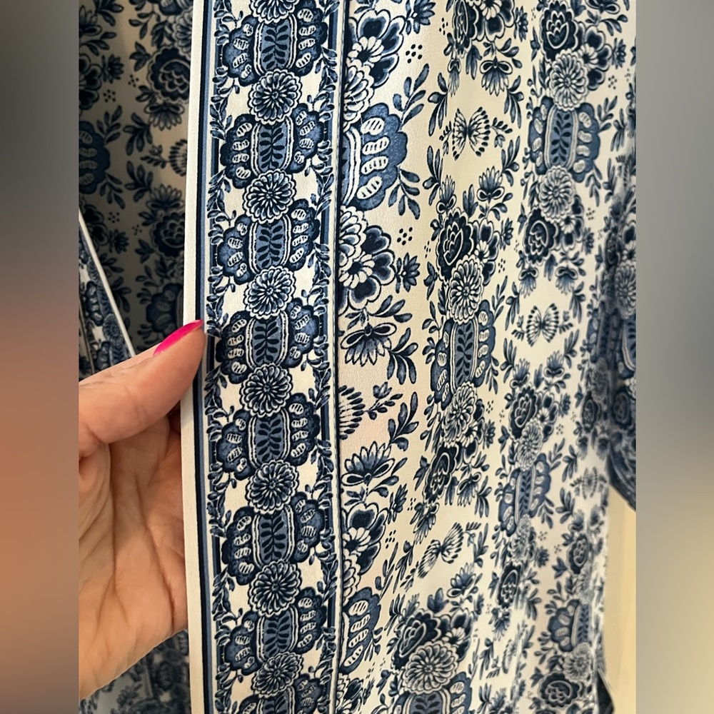 New! Max Studio Designer Blue & White Printed Kimono Cardigan size 2X - Picture 7 of 16